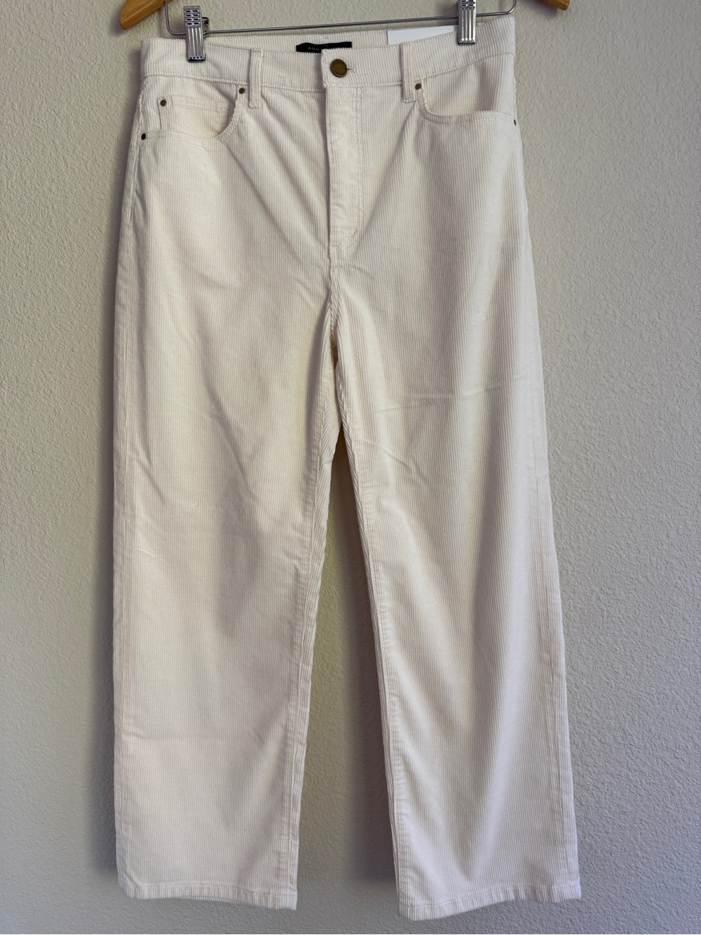 Ann Taylor Women's Cream Corduroy High Rise Straight Leg Ankle Jeans Size 4P